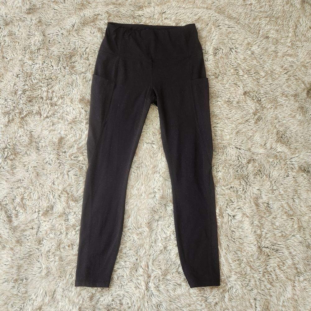 Unbranded‎ Black Tummy Control Ankle Length Leggings with Pockets Size Small